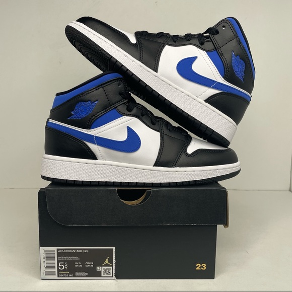 Nike Air Jordan 1 Retro Mid GS “Racer Blue” NEW - Picture 1 of 4